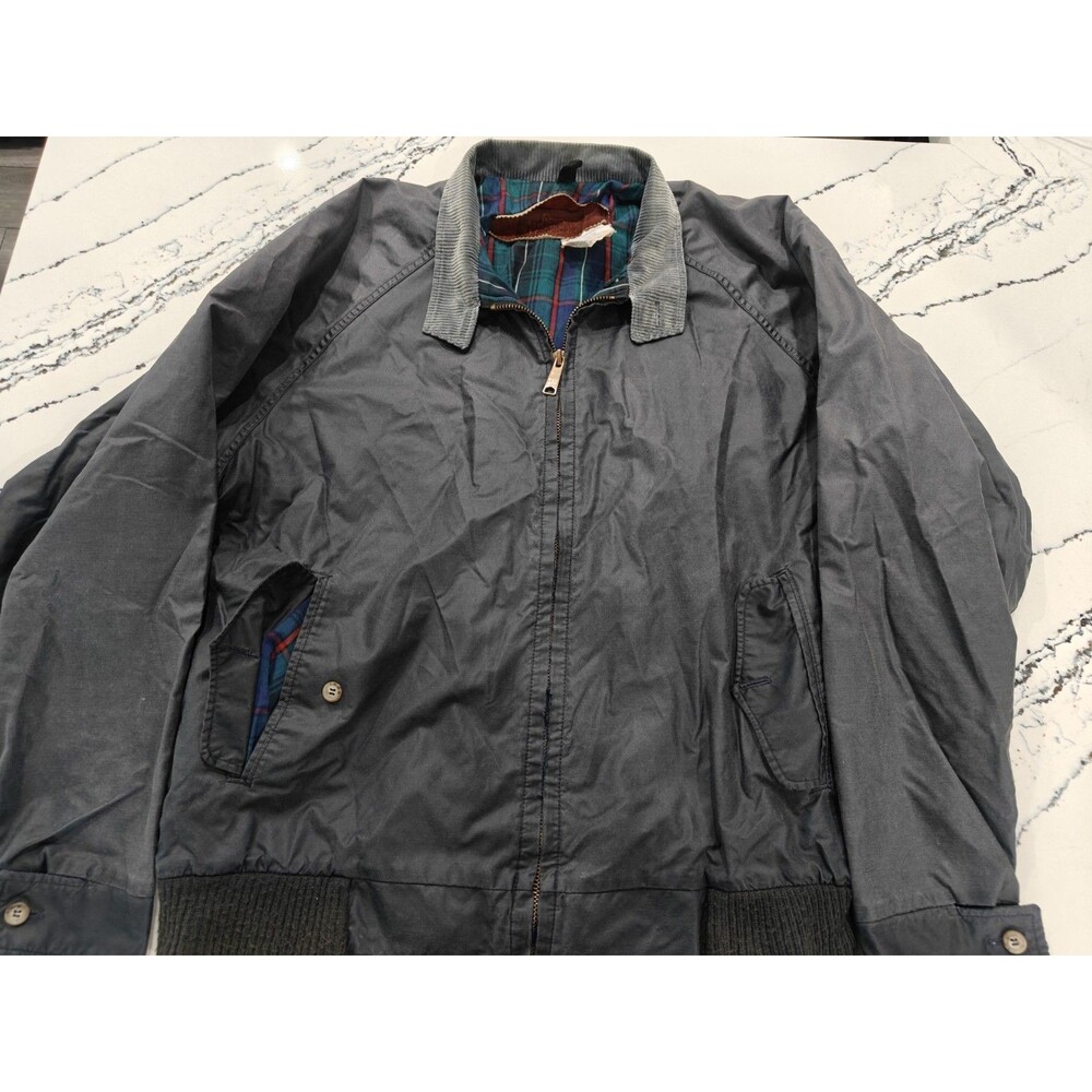 Vintage Woolrich Harrington Bomber Jacket Large Grey Corduroy Collar Zip USA